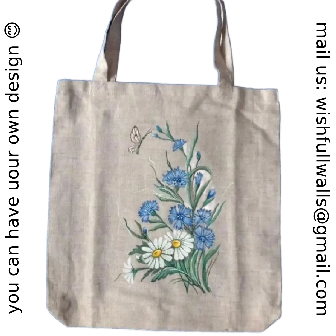 Hand-Painted Floral Canvas Tote Bag – Eco-Friendly & Stylish