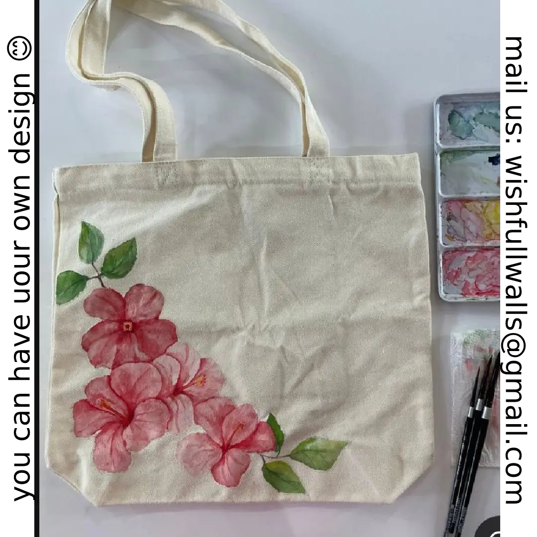Hand-Painted Floral Canvas Tote Bag – Eco-Friendly & Stylish