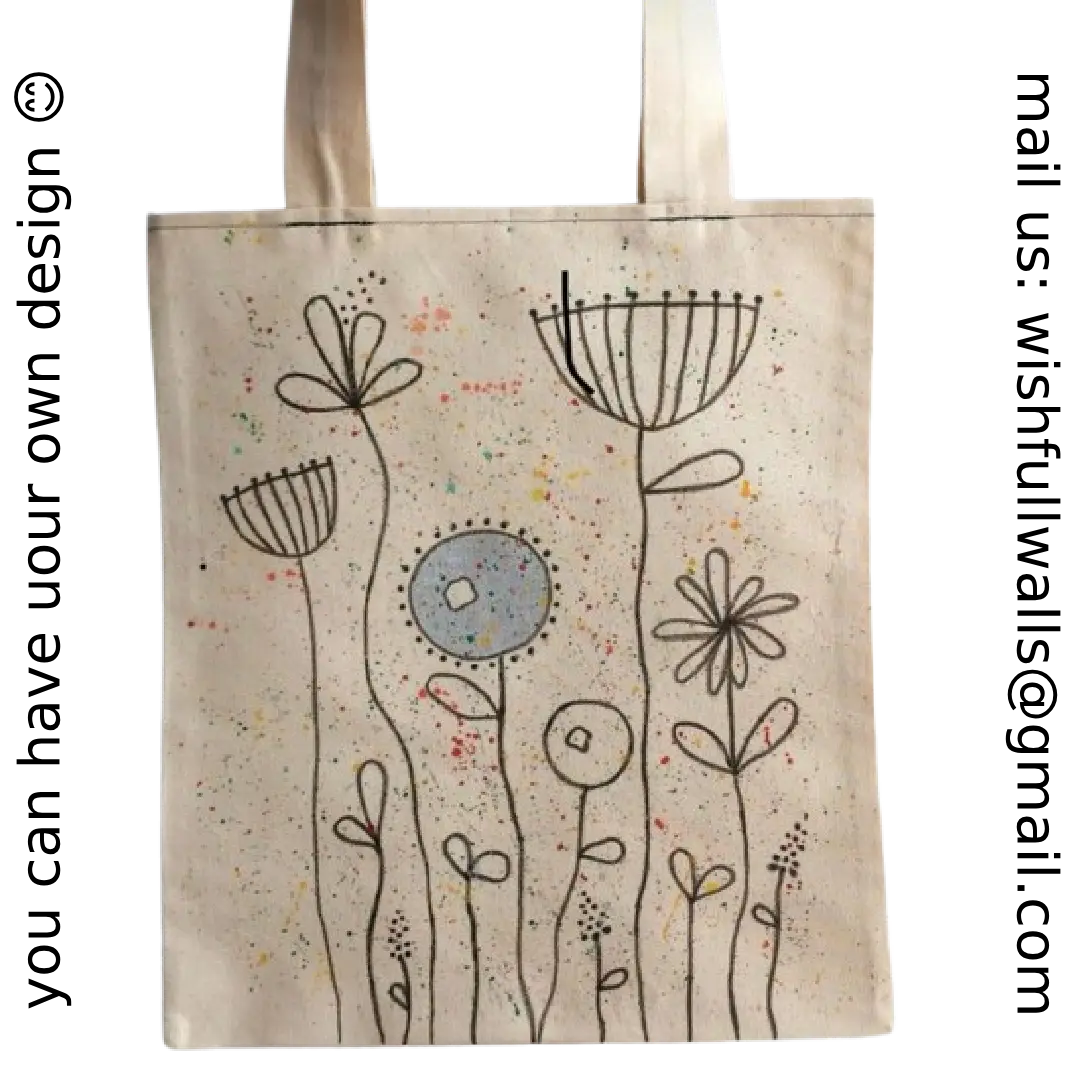 Hand-Painted Floral Canvas Tote Bag – Eco-Friendly & Stylish