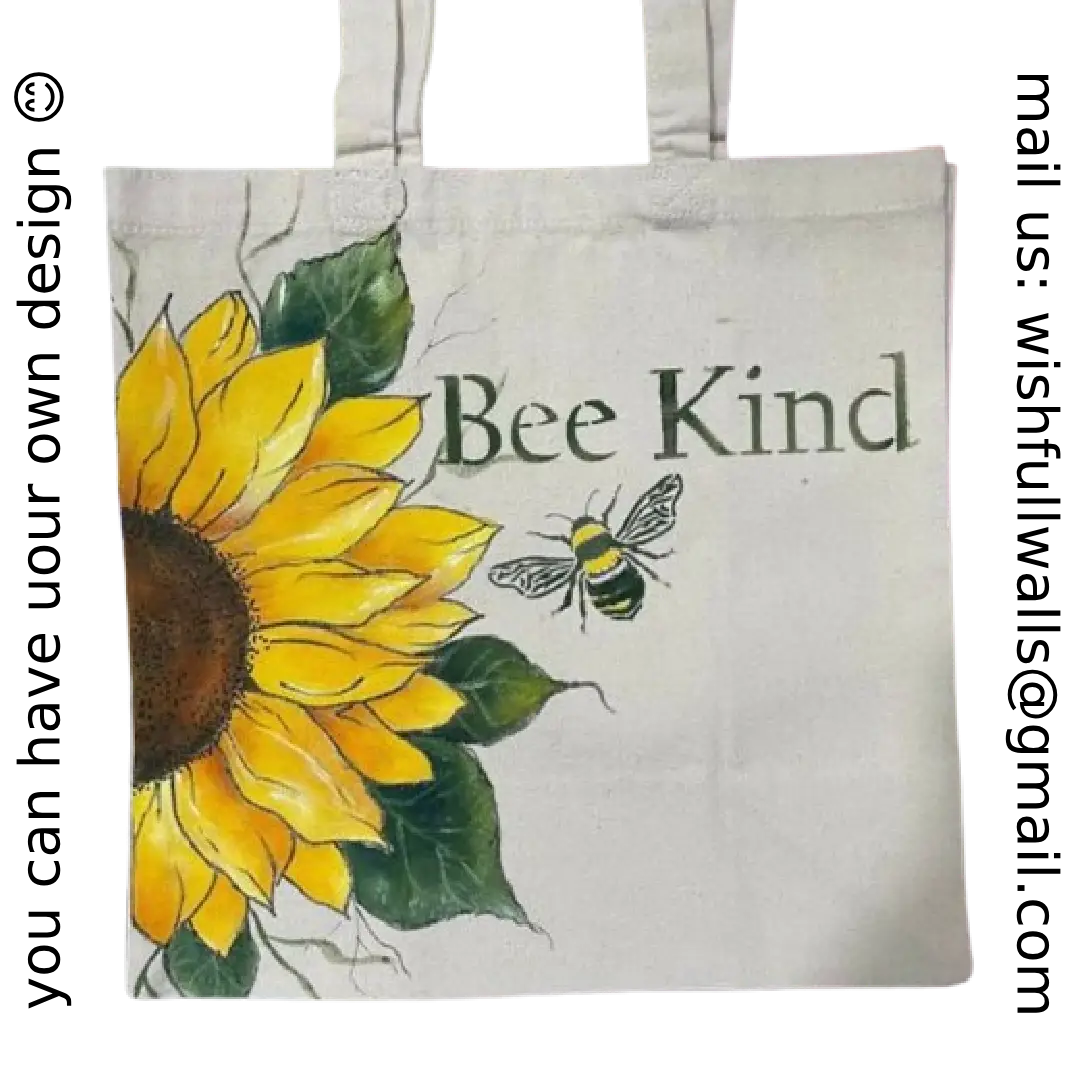 Hand-Painted Floral Canvas Tote Bag – Eco-Friendly & Stylish