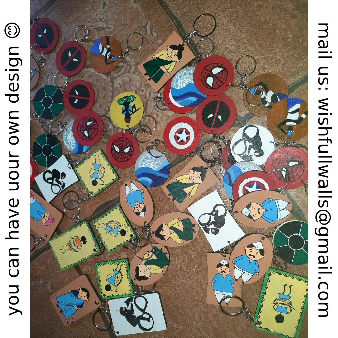 Hand-Painted Wooden Keychains – Customizable & Unique