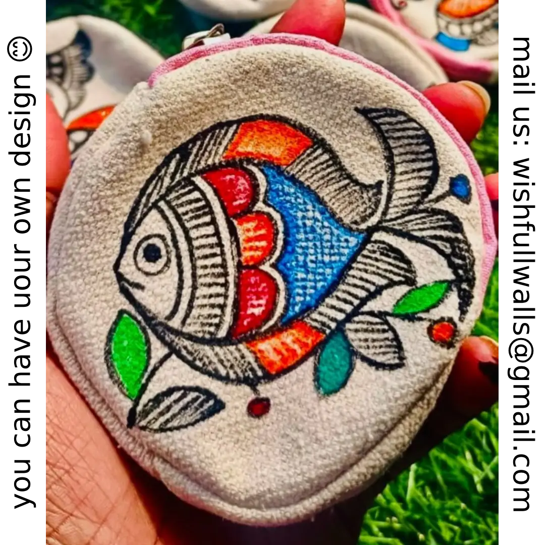 Handcrafted Madhubani Art Coin Purse – Ethnic Canvas Pouch