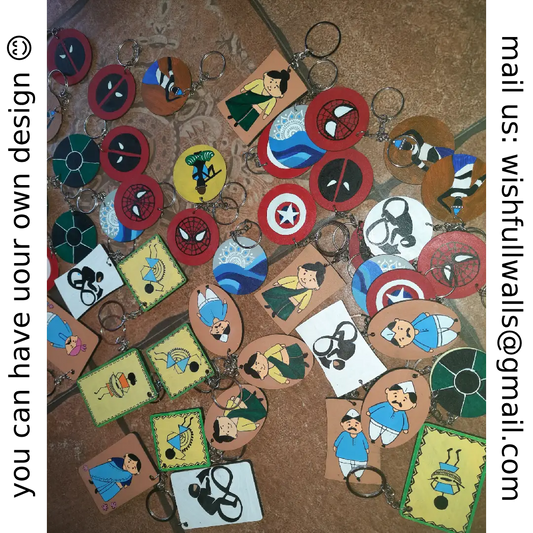 Hand-Painted Wooden Keychains – Customizable & Unique
